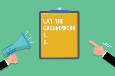 Writing note showing Lay The Groundwork. Business photo showcasing Preparing the Basics or Foundation for something clipart