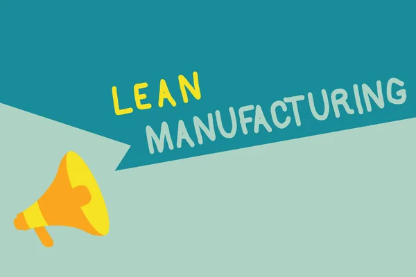 Handschrift tekst schrijven Lean Manufacturing. Concept betekent afvalminimalisering zonder de productiviteit op te offeren — Stockfoto