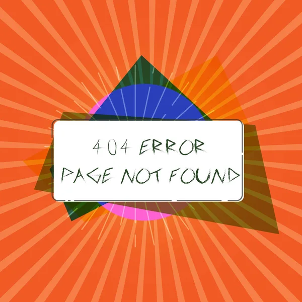 Ecriture conceptuelle montrant 404 Erreur Page introuvable. Photo d'affaires présentant la page Web sur le serveur a été supprimé ou déplacé — Photo