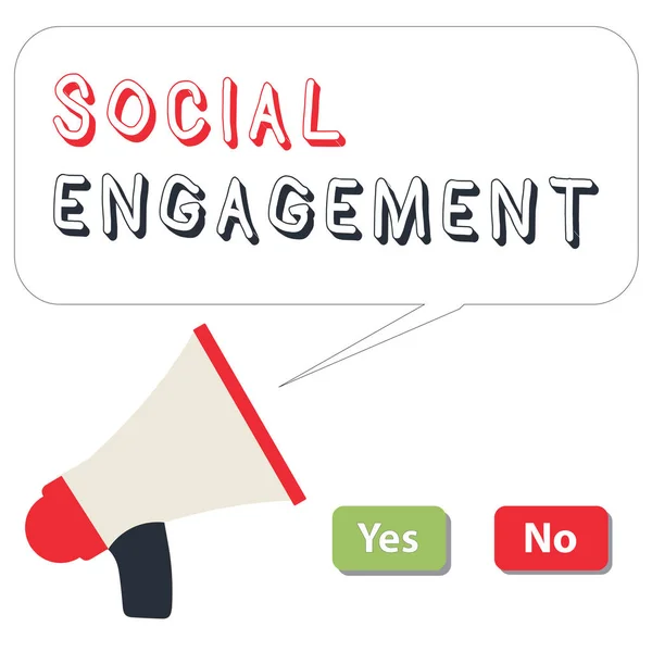 Word writing text Social Engagement. Business concept for Degree of engagement in an online community or society