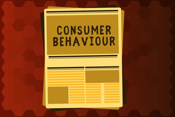 Κείμενο πινακίδα που δείχνει την συμπεριφορά των καταναλωτών. Εννοιολογική φωτογραφία αποφάσεις που οι άνθρωποι κάνουν να αγοράσει ή να μην αγοράσει ένα προϊόν — Φωτογραφία Αρχείου
