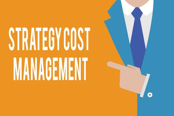 Scrierea textului Strategie Managementul costurilor. Conceptul de afaceri pentru reducerea cheltuielilor totale, îmbunătățind în același timp funcționarea — Fotografie, imagine de stoc