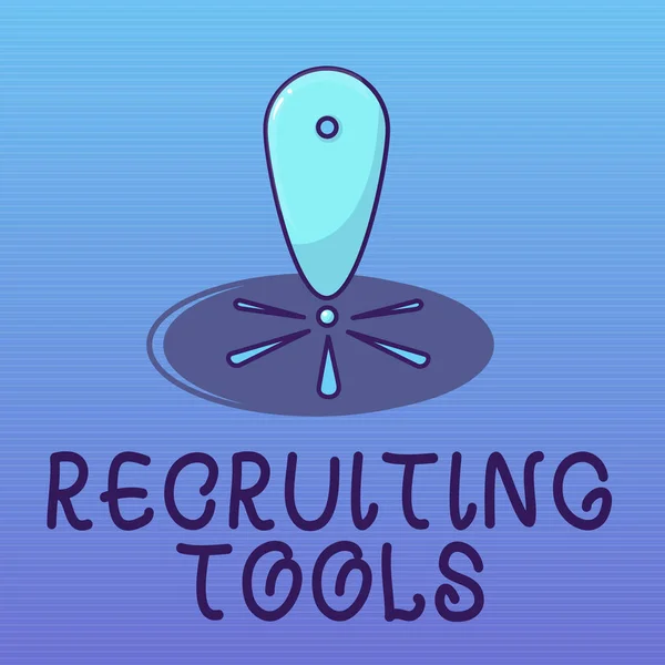 Text sign showing Recruiting Tools. Conceptual photo getting new talents to your company through internet or ads — Stock Photo, Image