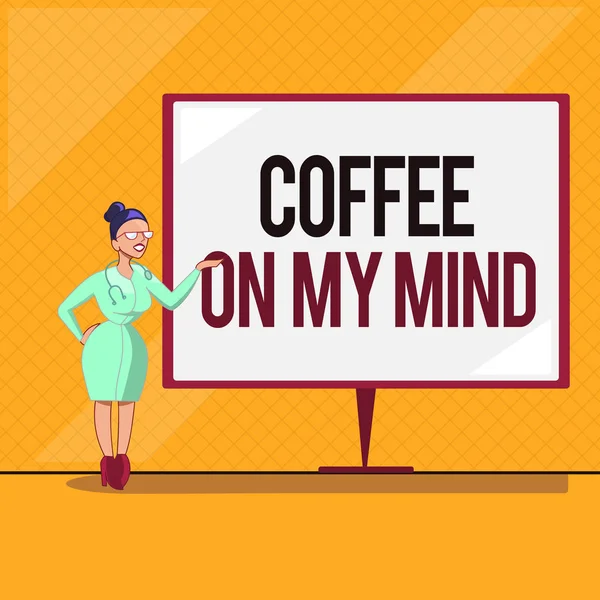 Handskrift text kaffe On My Mind. Konceptet innebär missbruk av kaffe Starbucks tänkande av breaktime — Stockfoto