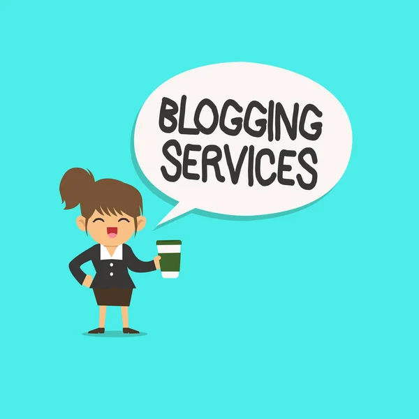 Szövegírás Blogging Services. A közösségi hálózat üzleti koncepciója Informatív újságírás — Stock Fotó