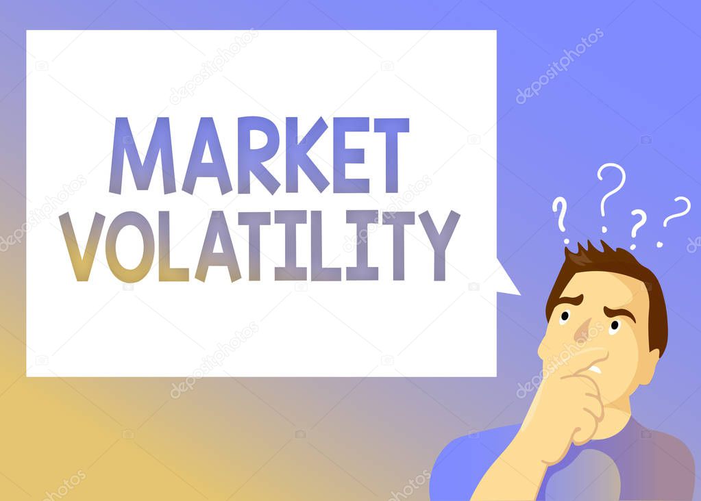 Text sign showing Market Volatility. Conceptual photo Underlying securities prices fluctuates Stability status