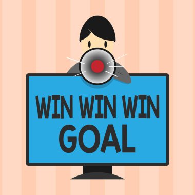 Text sign showing Win Win Win Goal. Conceptual photo Approach that aims to satisfy all parties involved clipart