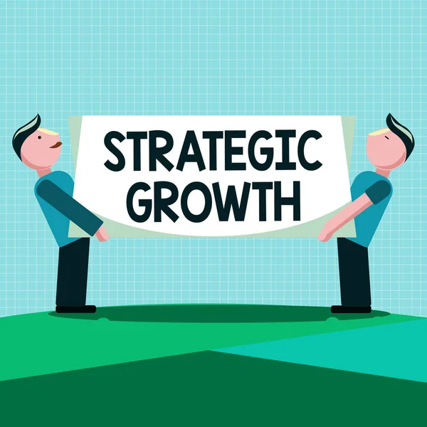 Notiz über strategisches Wachstum. Geschäftsfotos zur Präsentation erstellen Plan oder Zeitplan zur Erhöhung der Lagerbestände oder Verbesserung — Stockfoto