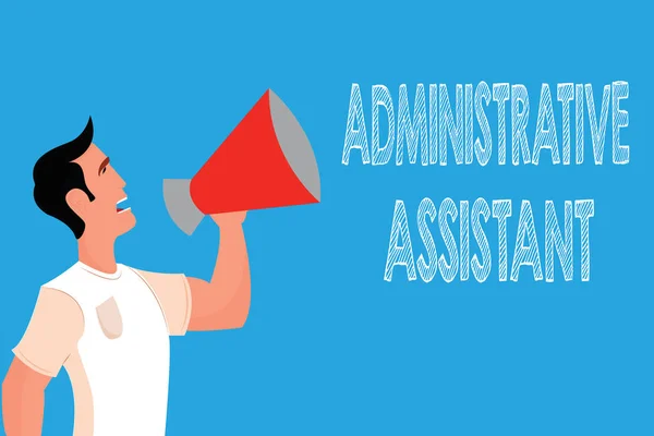 Tekst schrijven Administratieve Assistent. Bedrijfsconcept voor Administratie Ondersteuning Specialist Clerical Taken — Stockfoto