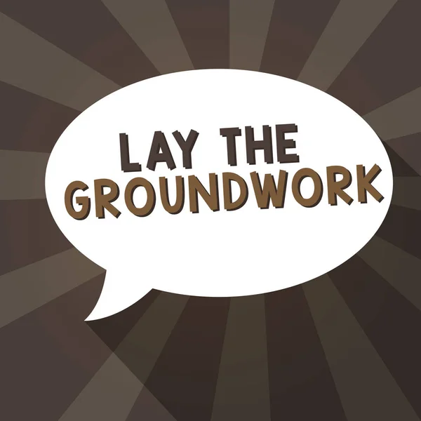 Handwriting text writing Lay The Groundwork. Concept meaning Preparing the Basics or Foundation for something