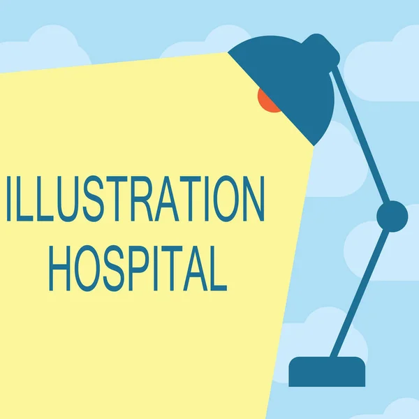 Κείμενο πινακίδα που δείχνει την εικονογράφηση νοσοκομείο. Εννοιολογική φωτογραφία μοναδική εφαρμογή τέχνη του ιατρικού ιδρύματος και πρακτική — Φωτογραφία Αρχείου