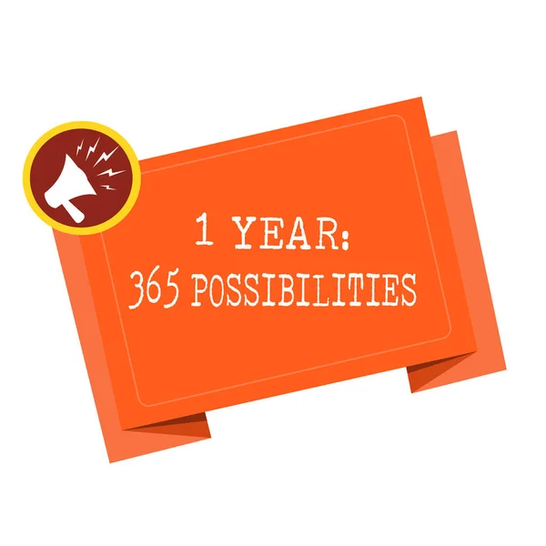 Texto escrito palavra 1 Ano 365 Possibilidades. Conceito de negócio para o início de um novo dia Muitas chances de começar — Fotografia de Stock