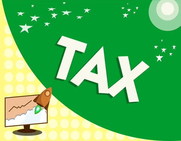 Textzeichen mit Steuer. Konzeptfoto Zwangsbeitrag zur staatlichen Einnahmenabgabe — Stockfoto