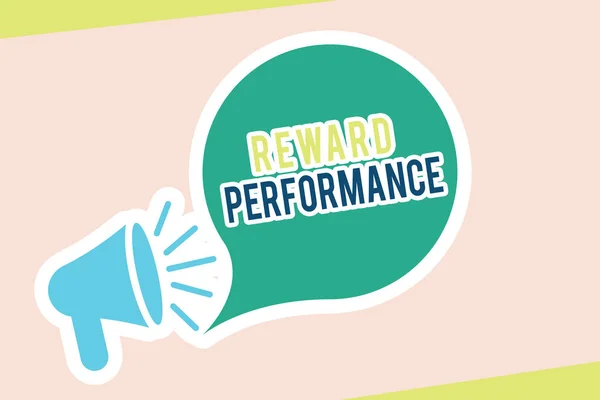 Word writing text Reward Performance. Business concept for Appraisal Recognize workers Relative Worth to the company