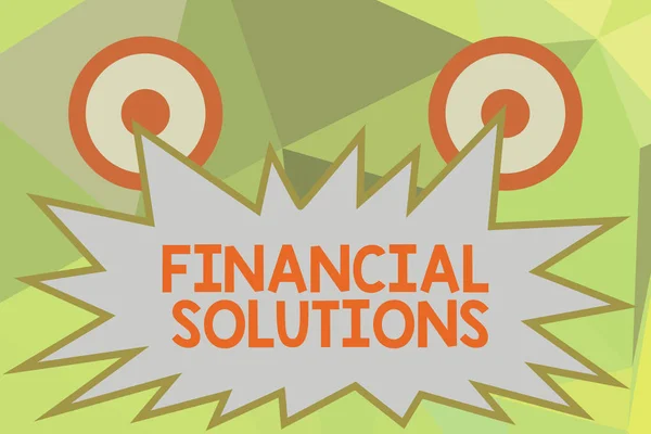 A Financial Solutions-t bemutató jegyzet. Üzleti fotó bemutatása, hogy pénzt takarít meg a biztosítási és védelmi igények — Stock Fotó