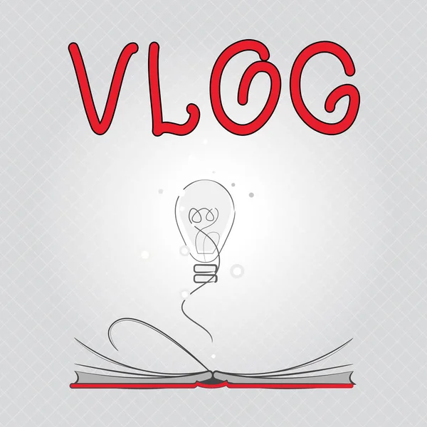 Σύνταξη σημείωσης δείχνει Vlog. Επαγγελματίες φωτογραφία προβάλλοντας Blog που περιέχει σύντομο βίντεο υλικό κοινωνική πλατφόρμα πολυμέσων — Φωτογραφία Αρχείου