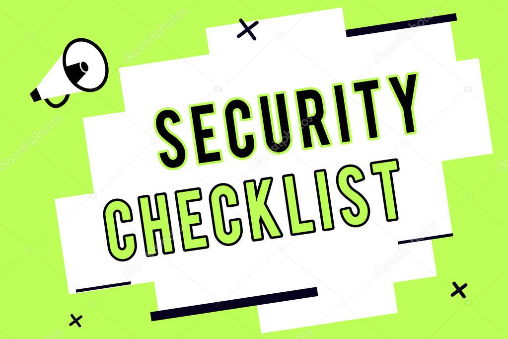 Word writing text Security Checklist. Business concept for Protection of Data and System Guide on Internet Theft