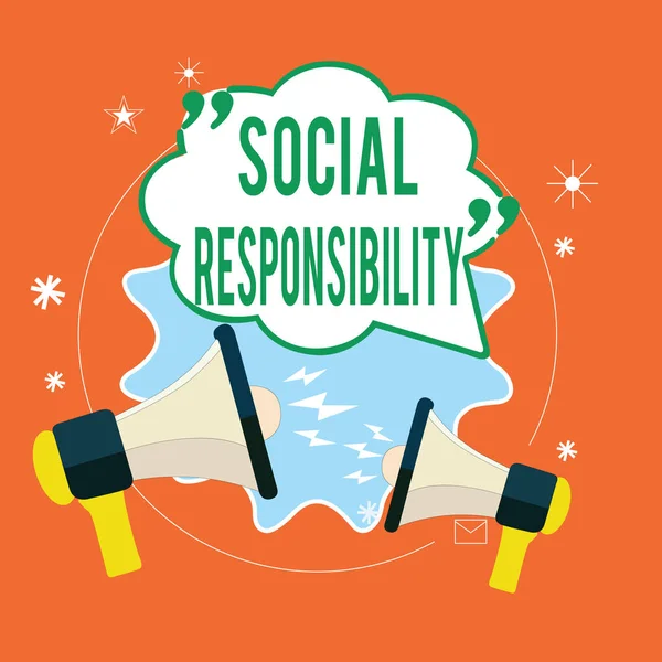 Notiz über soziale Verantwortung schreiben. Business-Foto zeigt Verpflichtung zum Nutzen der Gesellschaft Gleichgewicht im Leben — Stockfoto
