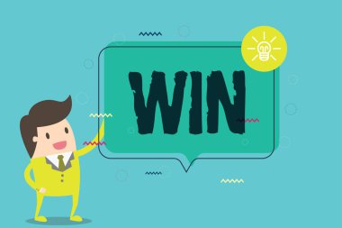 Word metin yazma kazanmak. İş kavramı için verimli ve başarılı olmak için muzaffer Yönet bir şey tarafından çaba ulaşmak