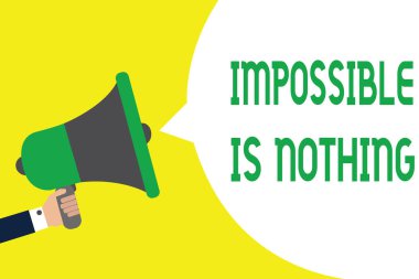 İmkansız olduğunu hiçbir şey gösterilen Not yazma. Bir şey vitrine iş fotoğraf mümkün olasılık adam bölge holding megafon hoparlör konuşma balonu mesajı yüksek sesle konuşan inandığındır.