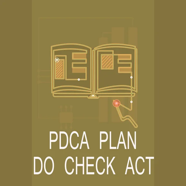 Escritura a mano conceptual que muestra el Plan Pdca Do Check Act. Texto de la foto del negocio Deming Wheel mejorado Proceso en la resolución de problemas — Foto de Stock