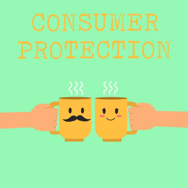Szövegírás Fogyasztóvédelem. A tisztességes kereskedelemre vonatkozó jogszabályok üzleti koncepciója a fogyasztók jogainak védelme érdekében — Stock Fotó