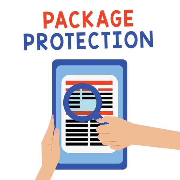 문서 패키지 보호 기능을 제공 한다. 포장된 상자에 손상을 방지하기 위해 래핑 과 보안 항목을 의미하는 개념 — 스톡 사진