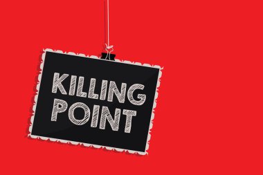 Ölüm noktası yazma el yazısı metin. Aşama son bir daha gözden geçirme sahne kapısı proje değerlendirme Hayır git asılı blackboard ileti iletişim bilgi işareti kırmızı arka planını anlam kavramı.