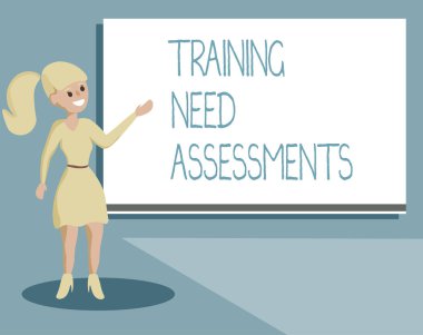 Eğitim ihtiyaç değerlendirmeler gösterilen Not yazma. İş fotoğraf vitrine belirlemek boşluğu doldurmak için gereken egzersiz