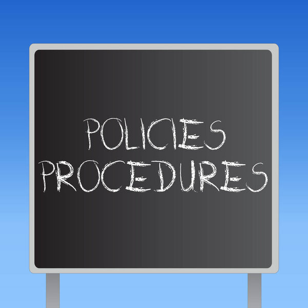 Handwriting text Policies Procedures. Concept meaning Influence Major Decisions and Actions Rules Guidelines
