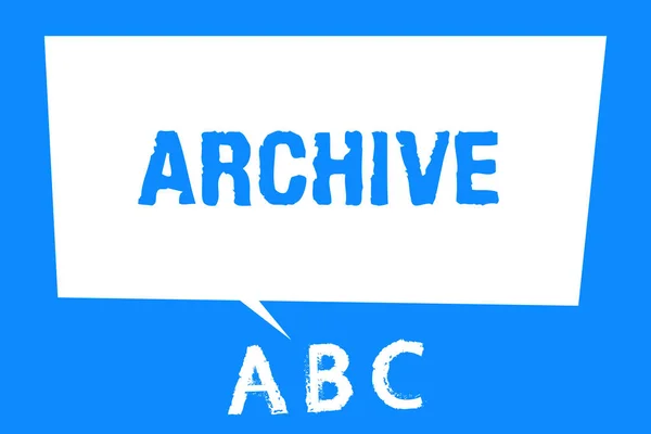 Textový znak ukazovat archiv. Konceptuální fotografie kolekce historické dokumenty, záznamy, poskytování informací — Stock fotografie