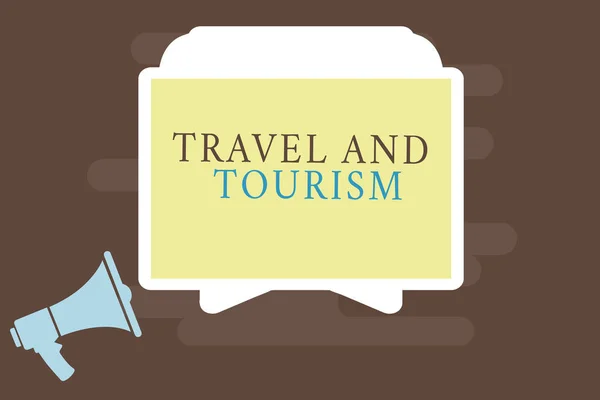 Writing note showing Travel And Tourism. Business photo showcasing Temporary Movement of People to Destinations or Locations — Stock Photo, Image