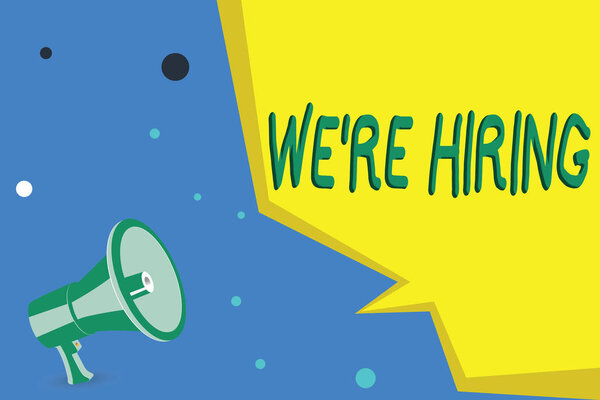 Handwriting text writing WE are RE HIRING. Concept meaning Need to employ someone Job vacancy Recruiting analysispower
