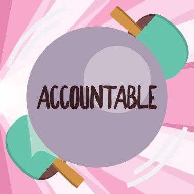 Kavramsal el sorumlu gösterilen yazma. Gerekli iş fotoğraf vitrine veya eylemler veya kararlar sorumlu haklı bekleniyor