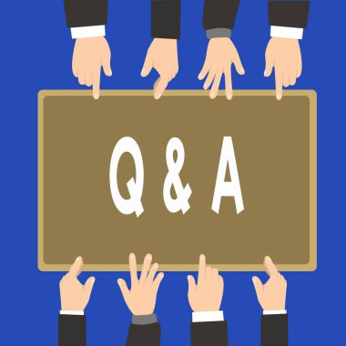 Word metin Q ve A. iş kavramı soruları ve cevapları gösteren gruplar arasında alışverişi için yazma