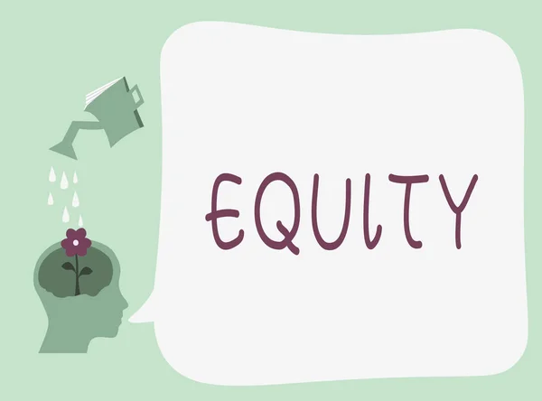 Conceptuele hand schrijven weergegeven: "equity". Zakelijke foto tekst waarde van een bedrijf verdeeld in gelijke delen in handen van aandeelhouders — Stockfoto