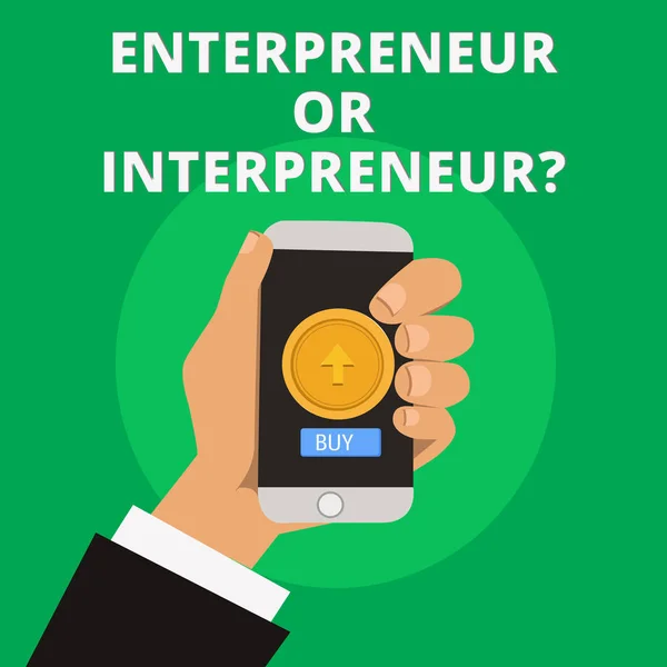 Ecriture conceptuelle montrant la question Entrepreneur ou Intrepreneur. Texte de la photo d'affaires Nouvelle race de producteur au sein d'une entreprise — Photo