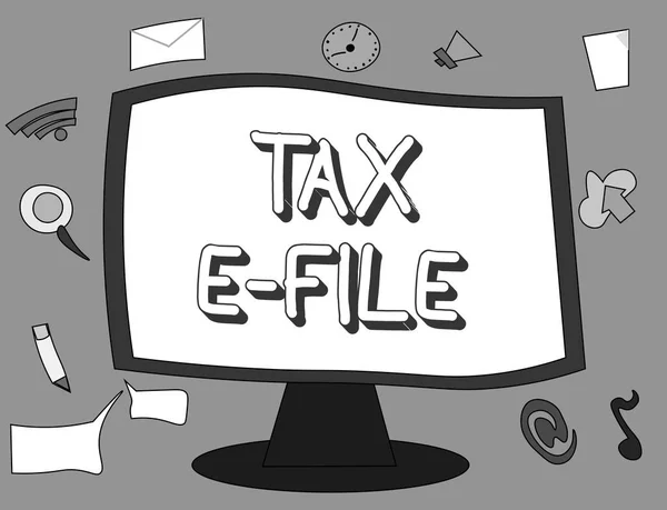 税電子ファイルのテキストの書き込みを単語します。私たち内部歳入庁に税金関係の書類を提出するシステムのビジネス コンセプト — ストック写真