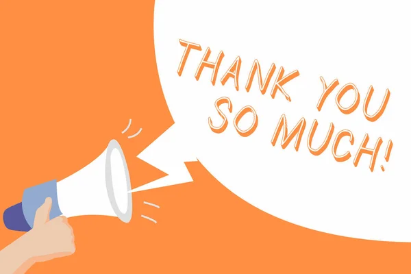 Handgeschreven tekst Thank You So Much. Begrip betekenis van expressie van dankbaarheid groeten van waardering — Stockfoto