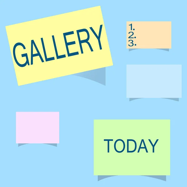 Word writing text Gallery. Business concept for Room Building Display Sale works of art Exhibition Museum wall — Stock Photo, Image