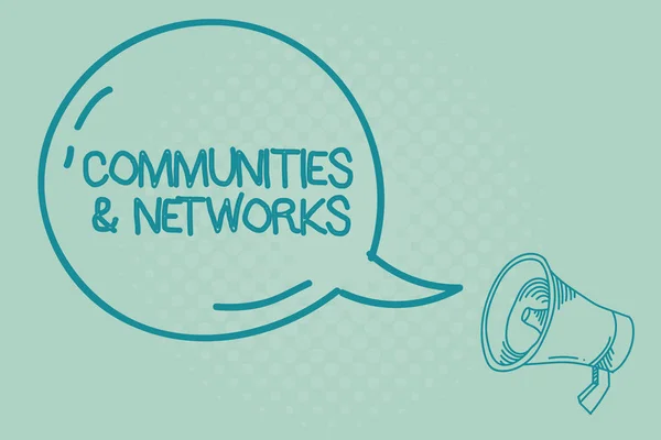 Signo de texto que muestra Comunidades y Redes. Foto conceptual Colaboración de Aprendizaje y Prácticas de los Miembros — Foto de Stock