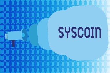 Word metin yazma Syscoin. Cryptocurrency Blockchain dijital Döviz Alım Tradeable belirteci iş kavramı