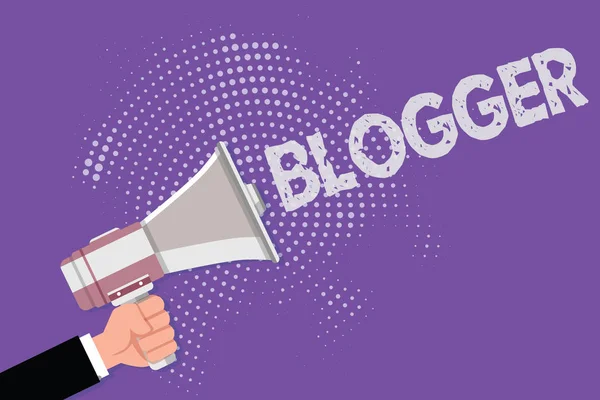 Scrittore di testi a mano Blogger. Concetto significato Persona che scrive regolarmente materiale per un blog Scrittore online — Foto Stock