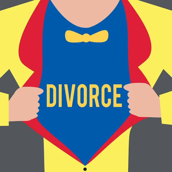 Signo de texto que muestra divorcio. Foto conceptual Disolución legal del matrimonio Separación Desacuerdo de ruptura —  Fotos de Stock