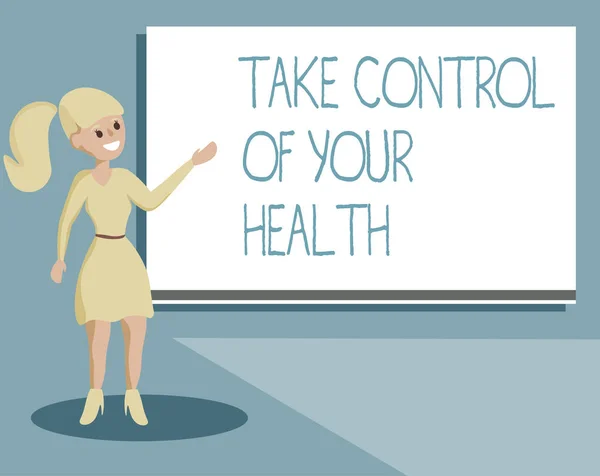 Scrivere nota che mostra prendere il controllo della vostra salute. Business photo showcase Equilibrio Vita integrare Wellness e Fitness — Foto Stock