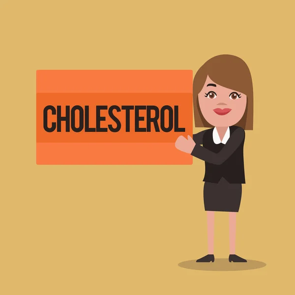Szöveg jel mutatja a koleszterin. Fogalmi fénykép jelen lévő állati sejtek és testfolyadékok szteroid alkohol — Stock Fotó