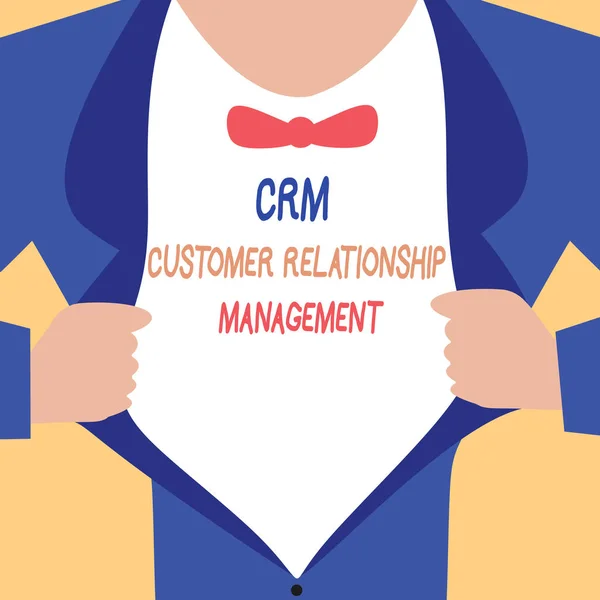 Handwriting text writing Crm Customer Relationship Management. Concept meaning Manage and analyze customer interaction