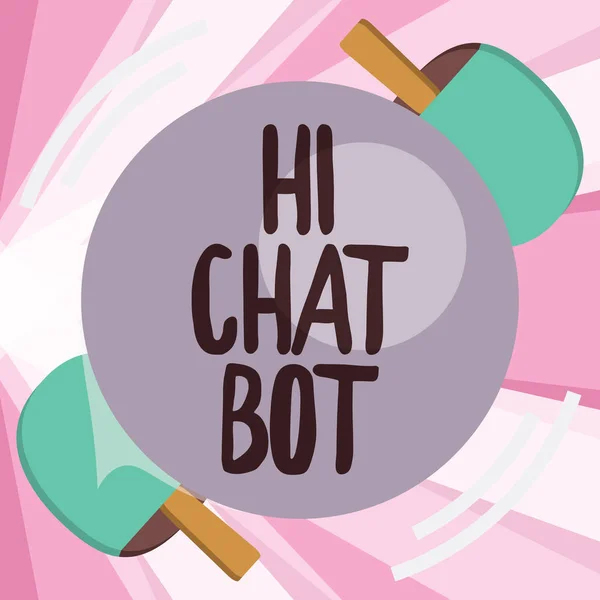 Концептуальный почерк, показывающий Hi Chat Bot. Деловое фото, демонстрирующее приветствие роботу, который отвечает на отправленное сообщение — стоковое фото