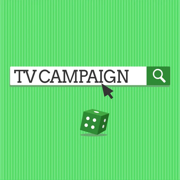 Escritura manual conceptual mostrando Campaña de TV. Texto fotográfico comercial Programación televisiva producida y pagada por una organización — Foto de Stock