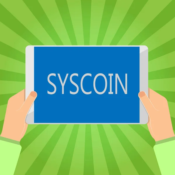 Handgeschreven tekst schrijven van Syscoin. Begrip betekenis Cryptocurrency Blockchain digitale valuta verhandelbare token — Stockfoto